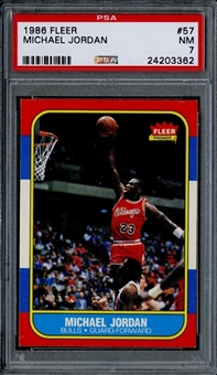1986/87 Fleer #57 Michael Jordan Rookie Card - PSA NM 7  
